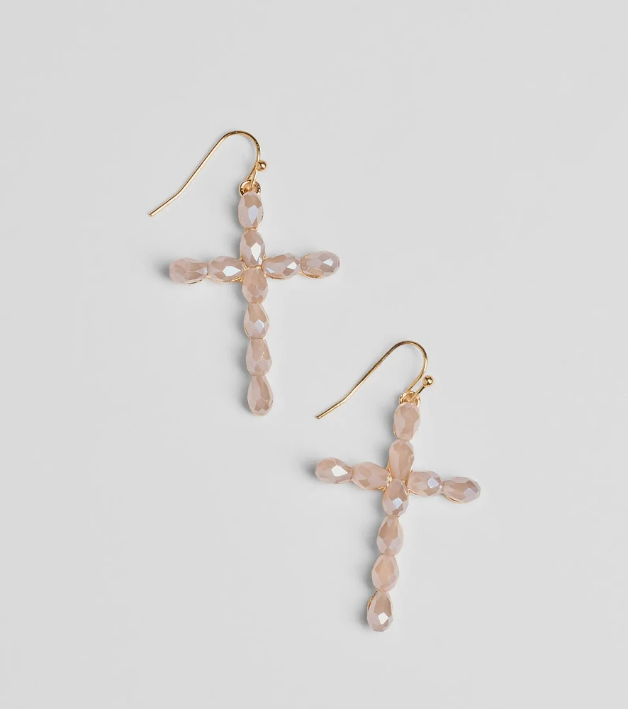 Classically Stunning Gemstone Cross Earrings