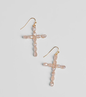 Classically Stunning Gemstone Cross Earrings