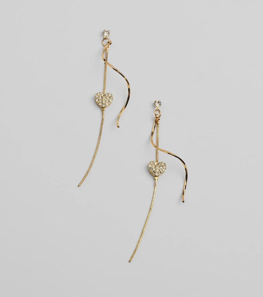 Show Love Heart Rhinestone Twist Earrings