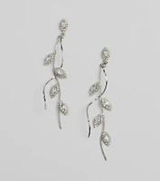 Elegant Nature Rhinestone Leaf Twist Earrings