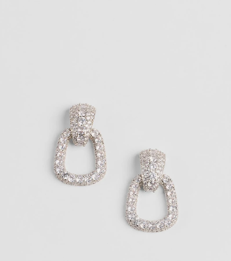Keep it Frosty Rhinestone Door Knocker Earrings