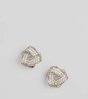 Lovers' Knot Rhinestone Stud Earrings