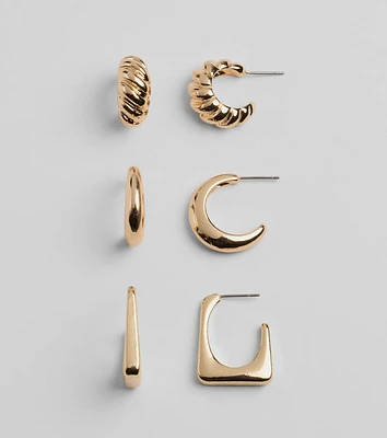 Sleek Moments Three-Pack Earrings Set