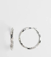 Glam With A Twist Rhinestone Hoop Earrings