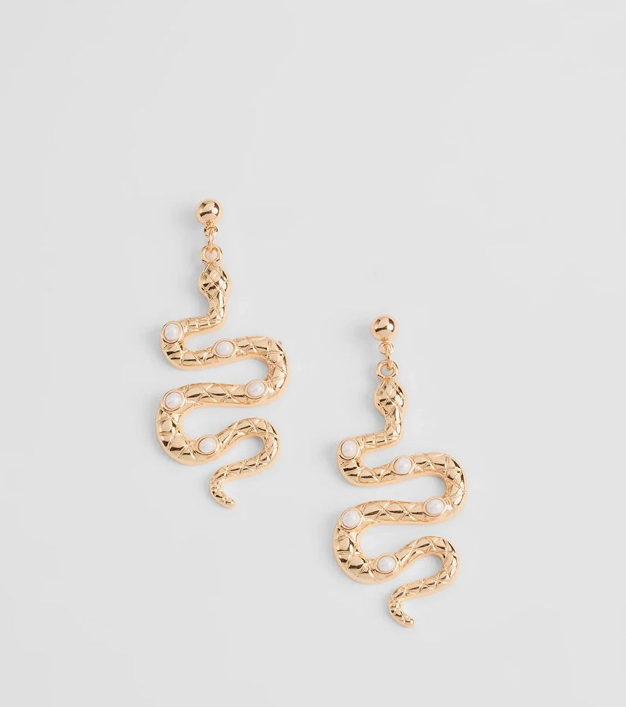 Serious Sass Faux Pearl Snake Earrings
