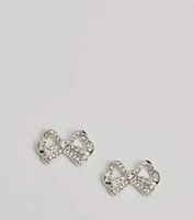 Gift Of Glam Rhinestone Bow Stud Earrings
