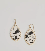 Country Chic Cow Print Teardrop Earrings