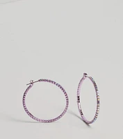 Glam Impression Rhinestone Hoop Earrings