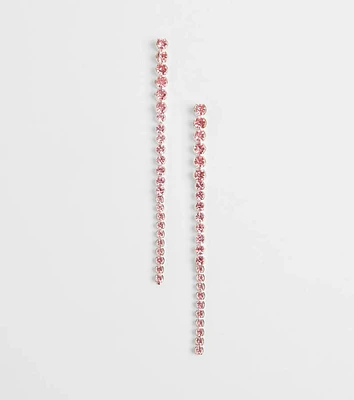 Glitzy Drama Rhinestone Linear Earrings