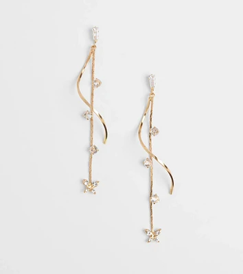 Glistening Heights Butterfly Rhinestone Earrings
