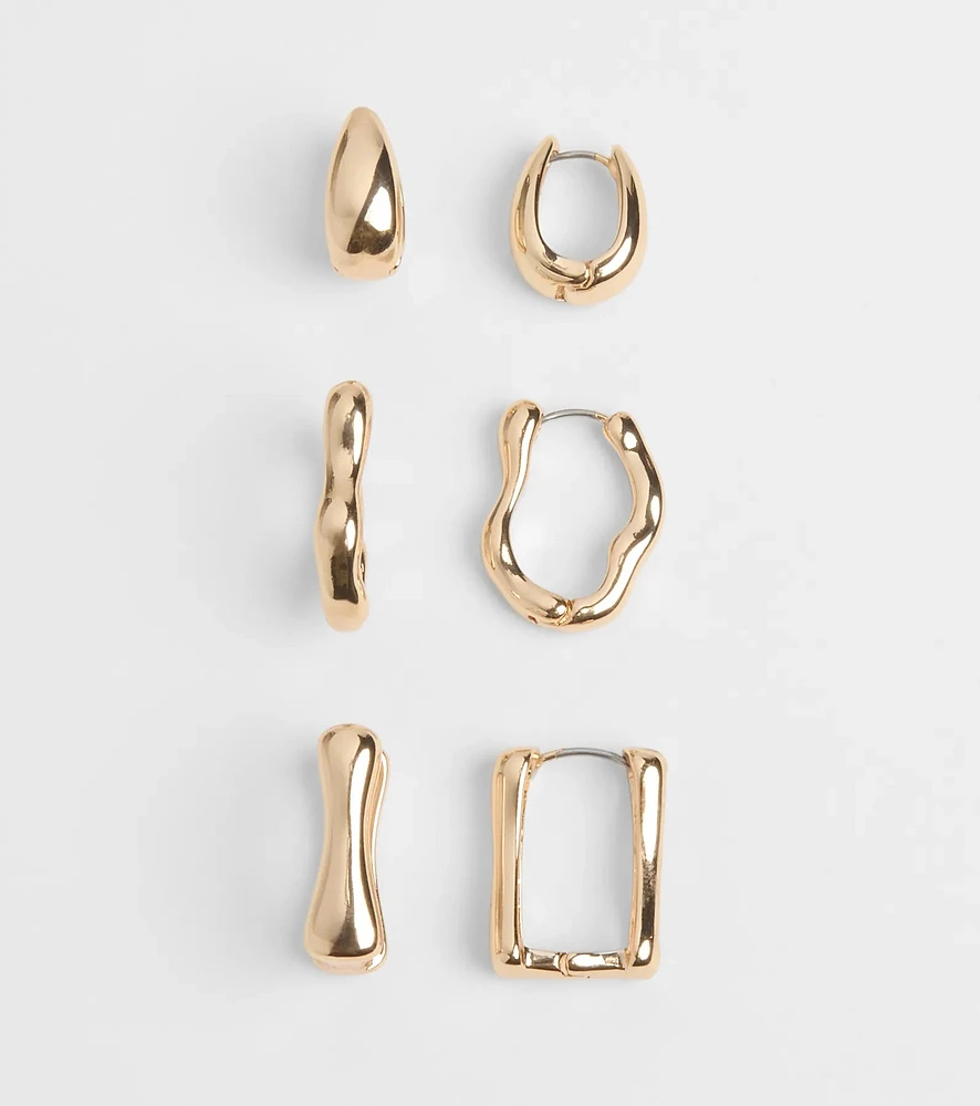 Trendy Mood Three-Pack Hoop Earrings Set