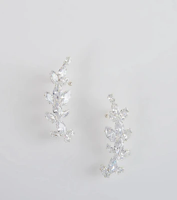 Statement Cubic Zirconia Leaf Ear Crawlers