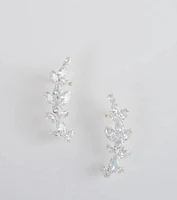 Statement Cubic Zirconia Leaf Ear Crawlers