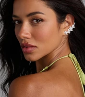 Statement Cubic Zirconia Leaf Ear Crawlers