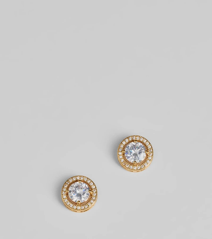 Stunning Cubic Zirconia Halo Studs