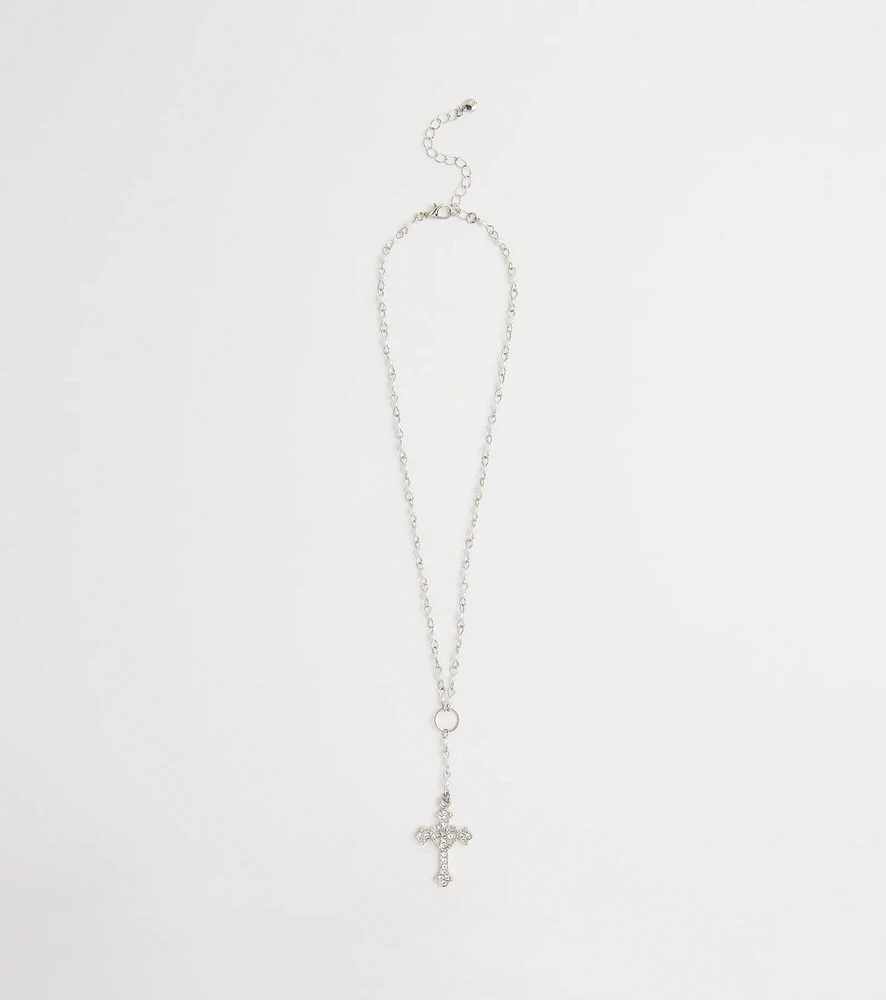 My Path Faux Pearl Cross Necklace