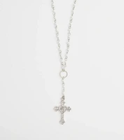 My Path Faux Pearl Cross Necklace