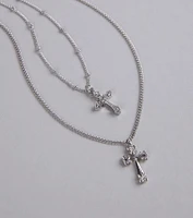 Joyful Glam Layered Cross Charm Necklace
