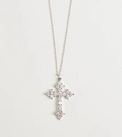Divine Charm Rhinestone Cross Pendant Necklace