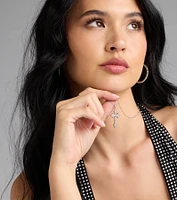 Divine Charm Rhinestone Cross Pendant Necklace