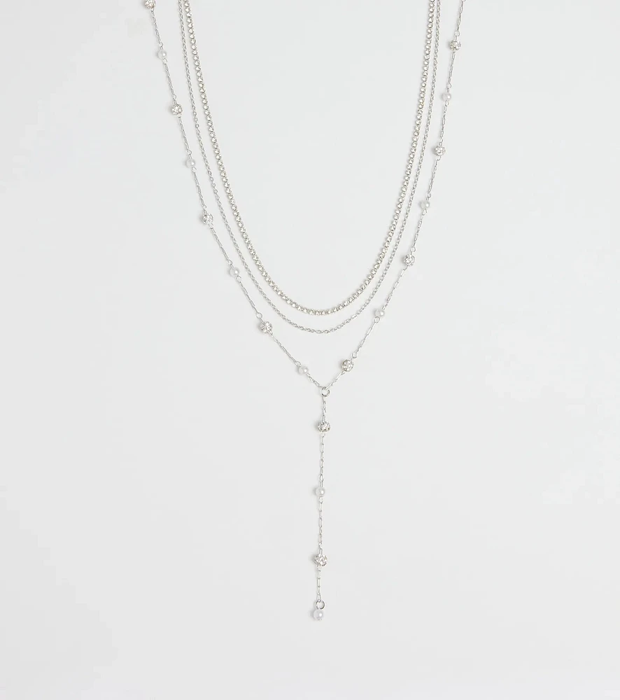 Unforgettable Luxe Rhinestone Pearl Layered Necklace