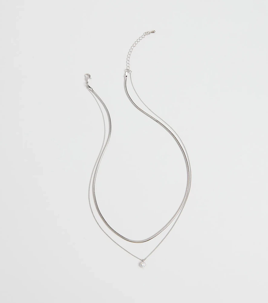 Simple Touch Rhinestone Layered Necklace