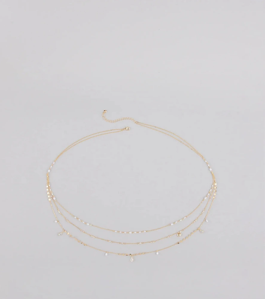 Casual Glamour Faux Pearl Belly Chain