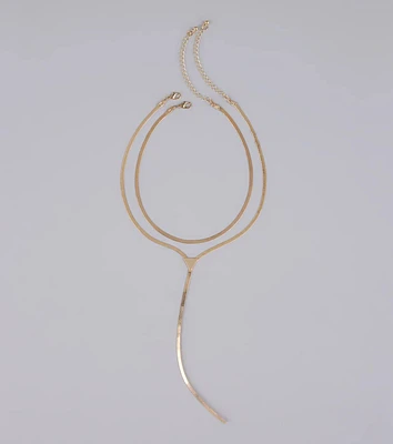 Double Trouble Snake Chain Lariat Necklace Set