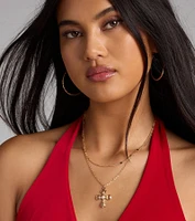 Fashionable Faith Layered Cross Pendant Necklace