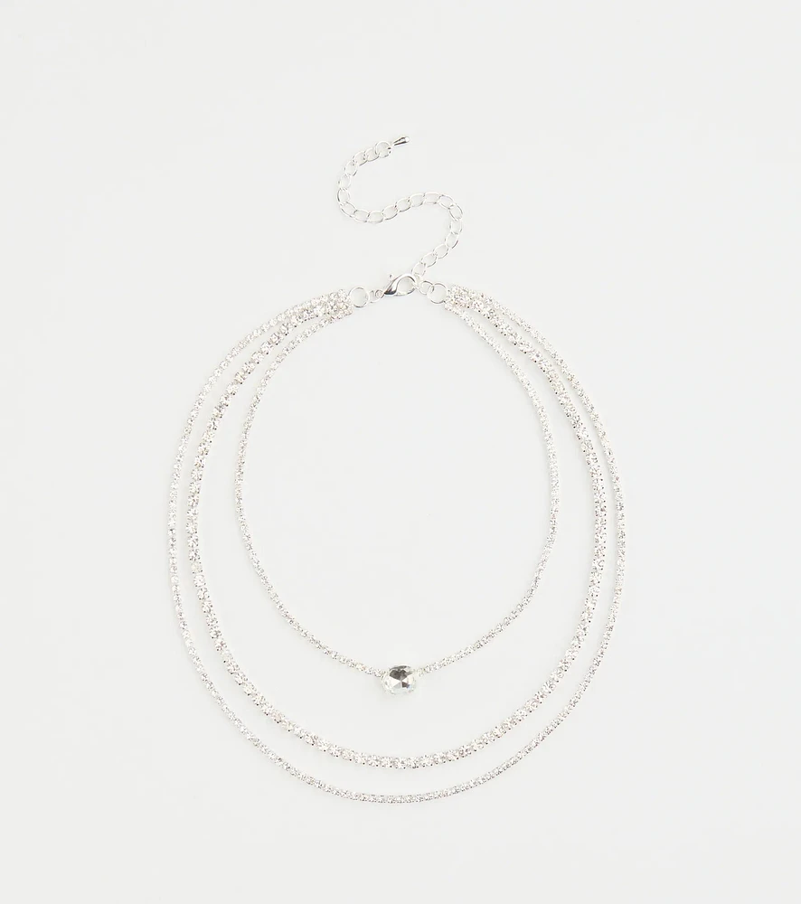 Chic Shine Rhinestone Layered Necklace