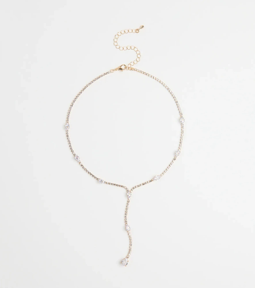 Luxe Aura Cubic Zirconia Lariat Necklace