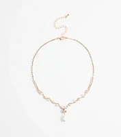 Chic Elegance Rhinestone And Pearl Necklace