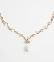 Chic Elegance Rhinestone And Pearl Necklace