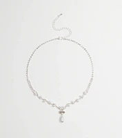 Chic Elegance Rhinestone And Pearl Necklace