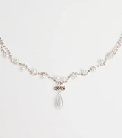Chic Elegance Rhinestone And Pearl Necklace