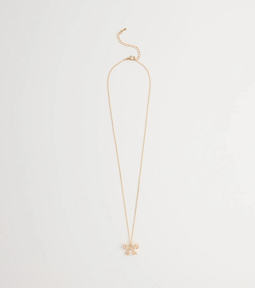 Cutest Glam Cubic Zirconia Bow Necklace