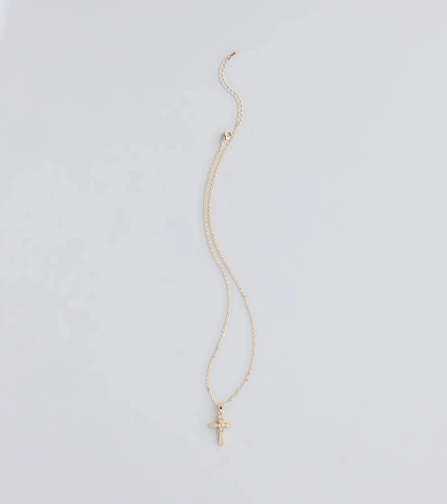 Divine Shine Cubic Zirconia Cross Necklace