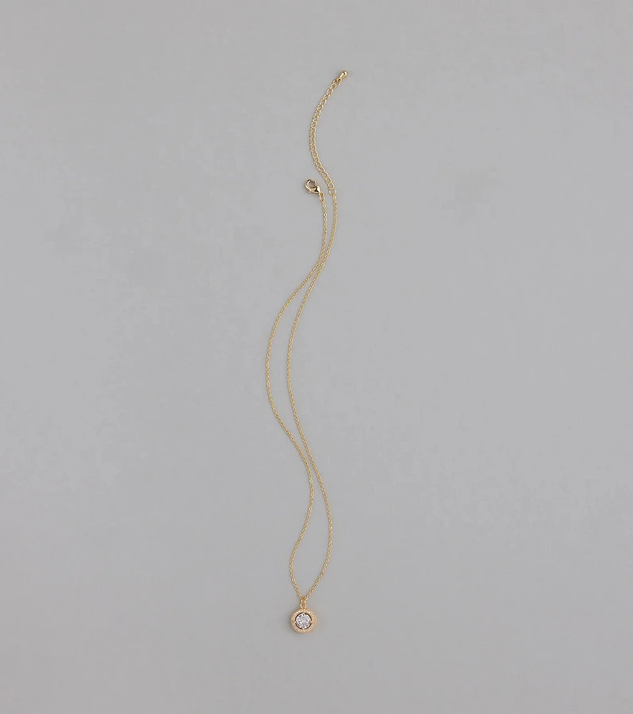 Radiant 14K Plated Cubic Zirconia Charm Necklace