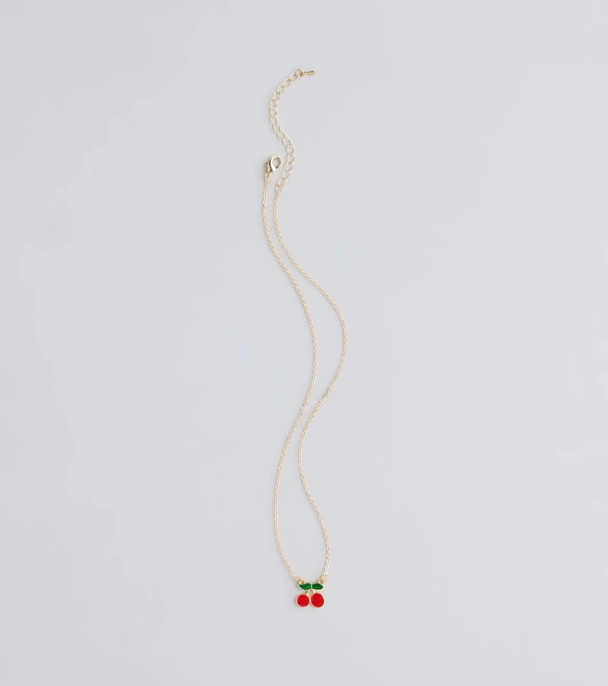 Sweet Summer Cherry Charm Necklace