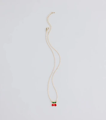 Sweet Summer Cherry Charm Necklace