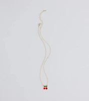 Sweet Summer Cherry Charm Necklace