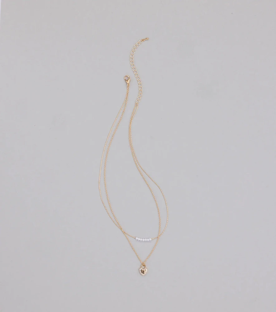 Dainty Heart Lock Charm Layered Necklace