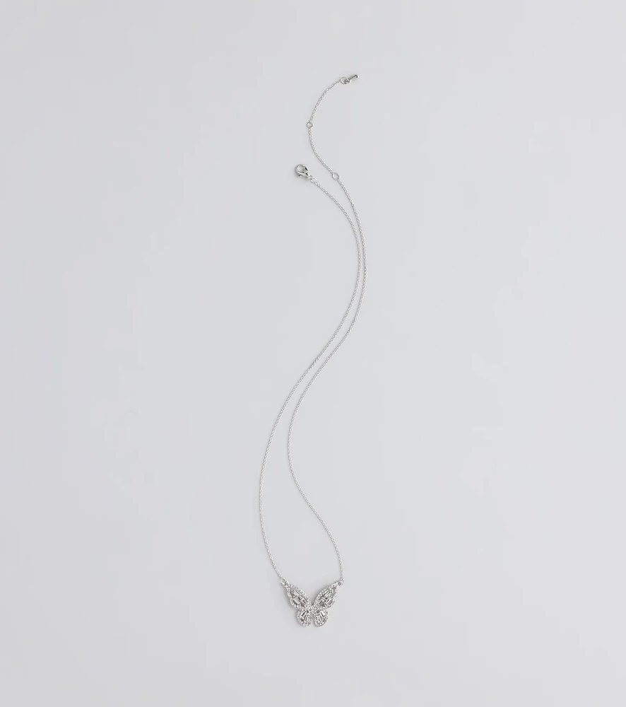 Dainty Beauty Rhinestone Butterfly Necklace