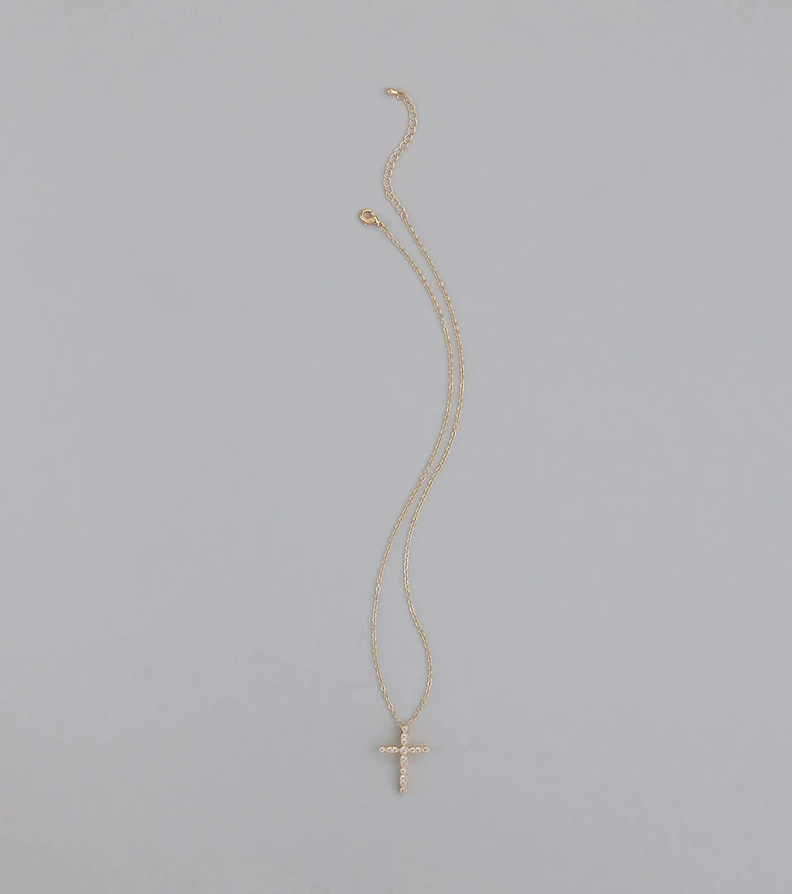 Divine Sparkle Cubic Zirconia Cross Necklace