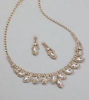 Glam Marquise Rhinestone Necklace And Earrings Set