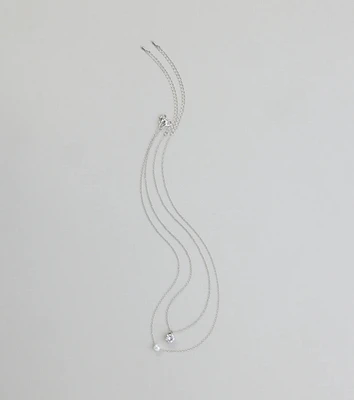 All About Luxe Pearl Cubic Zirconia Charm Necklace