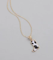 Southern Charm Faux Fur Cowboy Boot Necklace