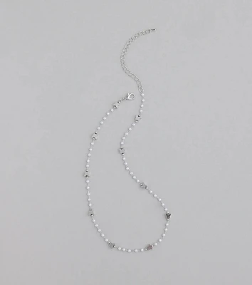 Cute Dainty Butterfly Pearl Beaded Necklace