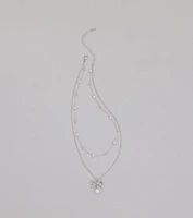 Sweet Trend Bow Pearl Layered Necklace