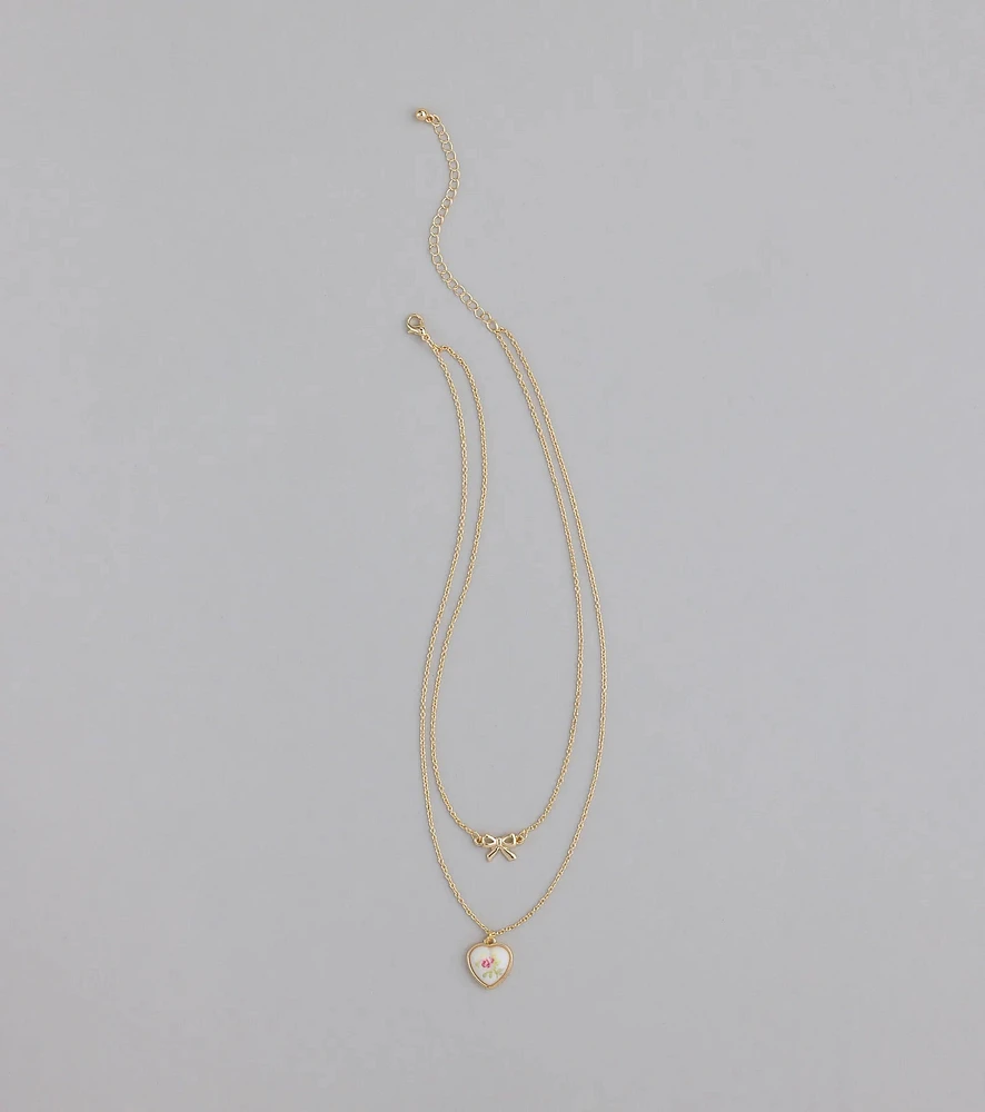From The Heart Bow Layered Necklace
